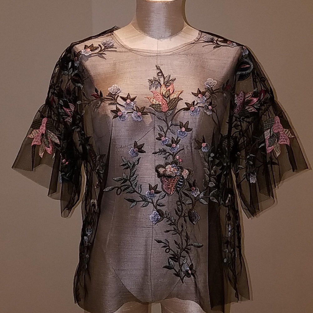 Zara floral tulle top